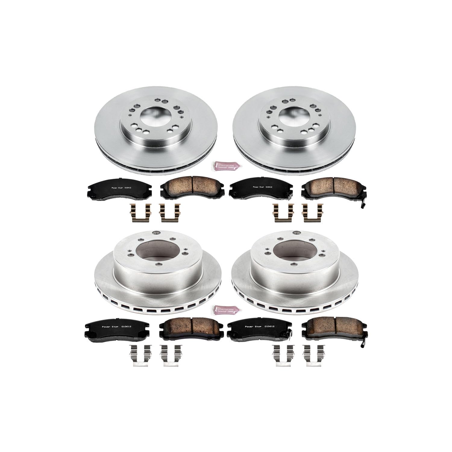 POWERSTOP Autospecialty KOE800 Front and Rear Replacement Brake Kit-OE Brake Rotors & Ceramic Brake Pads For Dodge Stealth, Mitsubishi 3000GT, Mitsubishi Diamante [Model Specific]