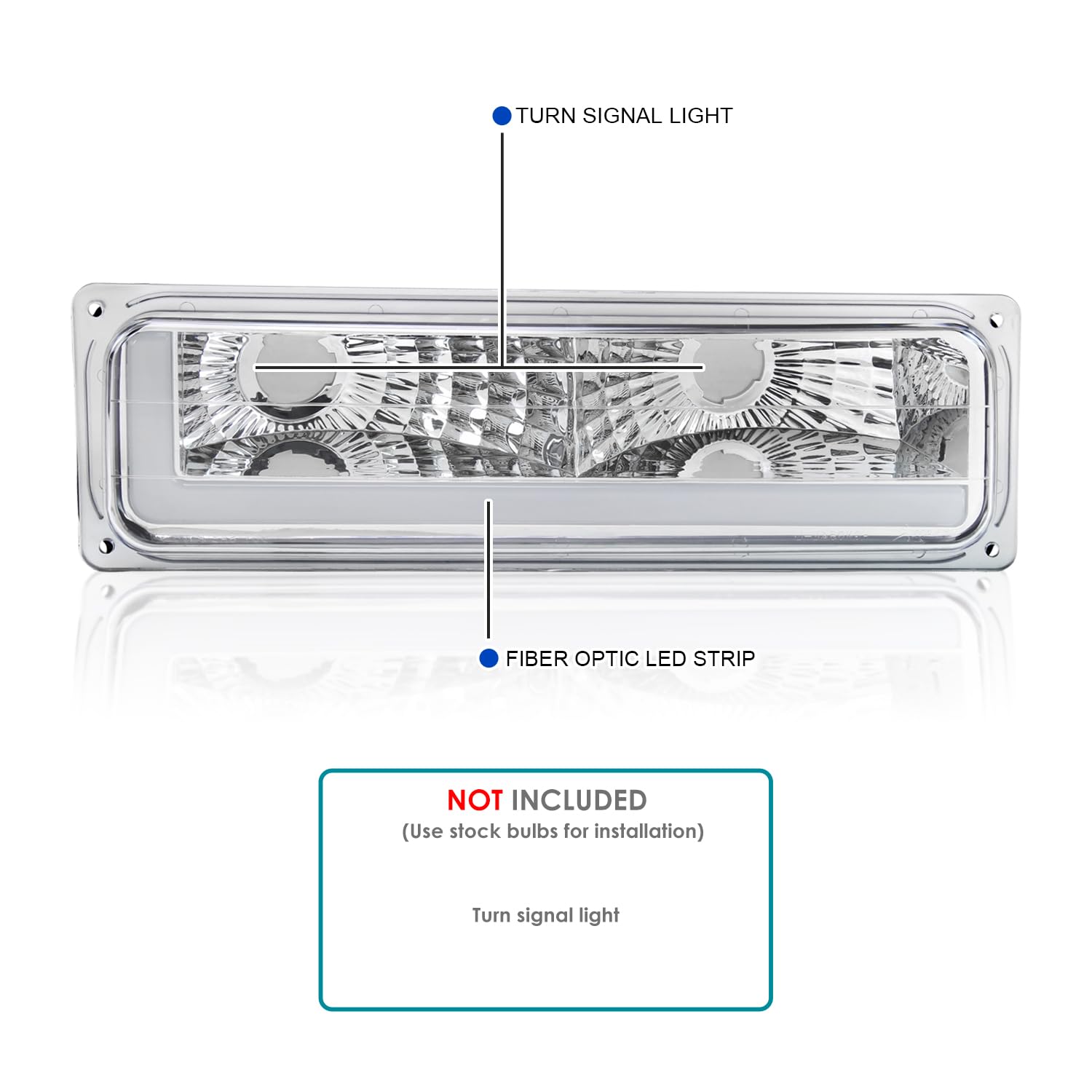 Clear LED Bar Bumper Lights SPEC-D TUNING Compatible with 1988-1998 Chevy Silverado C10 C/K