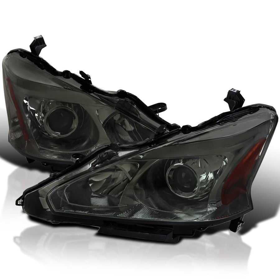 Smoke Projector Headlights SPEC-D TUNING Compatible with 2013-2015 Nissan Altima Sedan, Left + Right Pair Headlamps Assembly