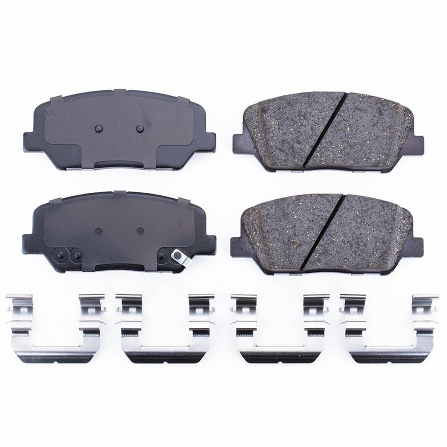 Power Stop Front Brake Kit For Hyundai Genesis Coupe 2010-16 | 2011-15 Kia Optima - Ceramic Brake Pads With Installation Hardware, 17-1413