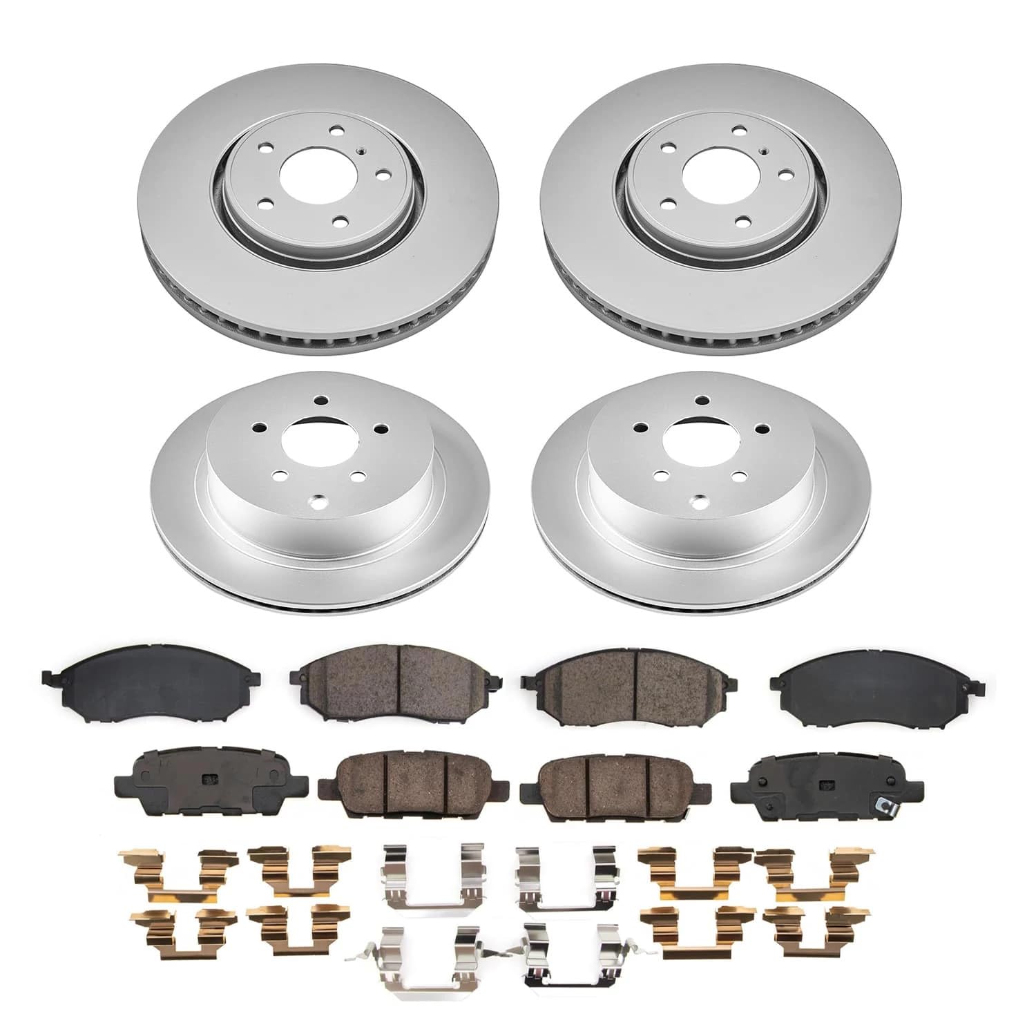 POWERSTOP Brake Kit For INFINITI FX35 2009 Front and Rear Geomet Coated Brake Rotors and Brake Pads