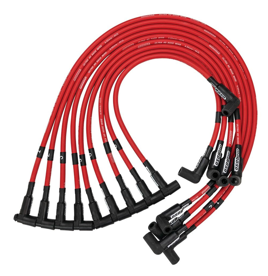 Moroso Ultra 40 73699 Spark Plug Wire Set in Red, Fits Small Block Chevy in most Sprint Car Applications