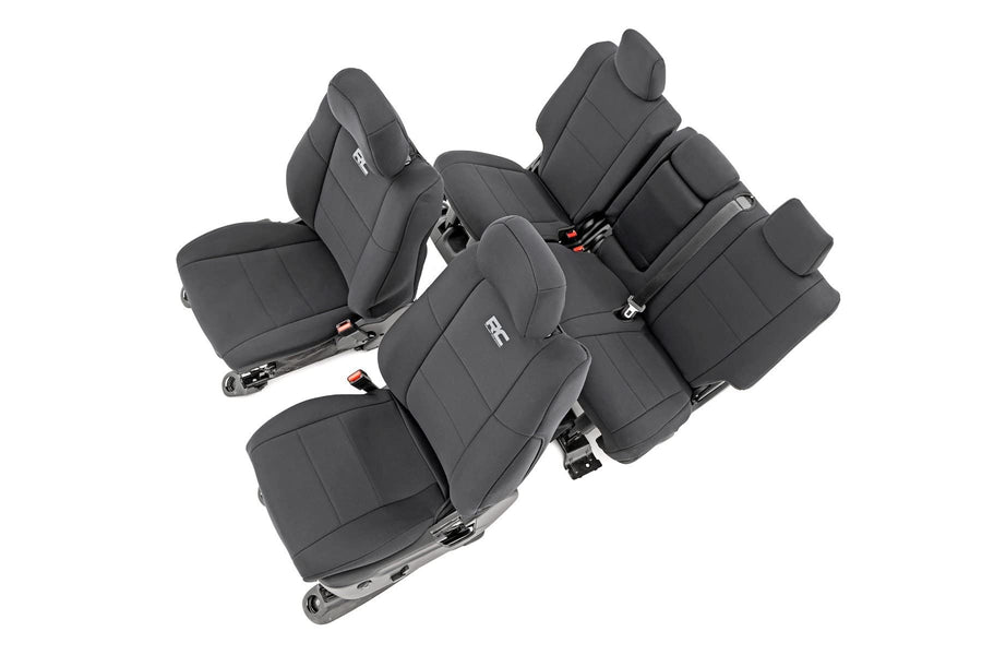 Rough Country Neoprene Seat Covers for Jeep Grand Cherokee 2011-2022 - 91046,Black, Front | Rear