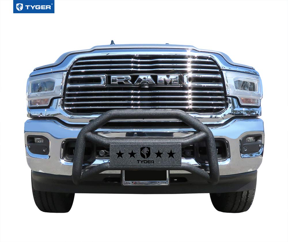 Tyger Auto TG-GD6D60528 Bumper Guard Front Compatible with 2019-2024 Dodge Ram 2500 3500 | Not Fit Power Wagon Trim | Textured Black | Light Mount | Bull Bar