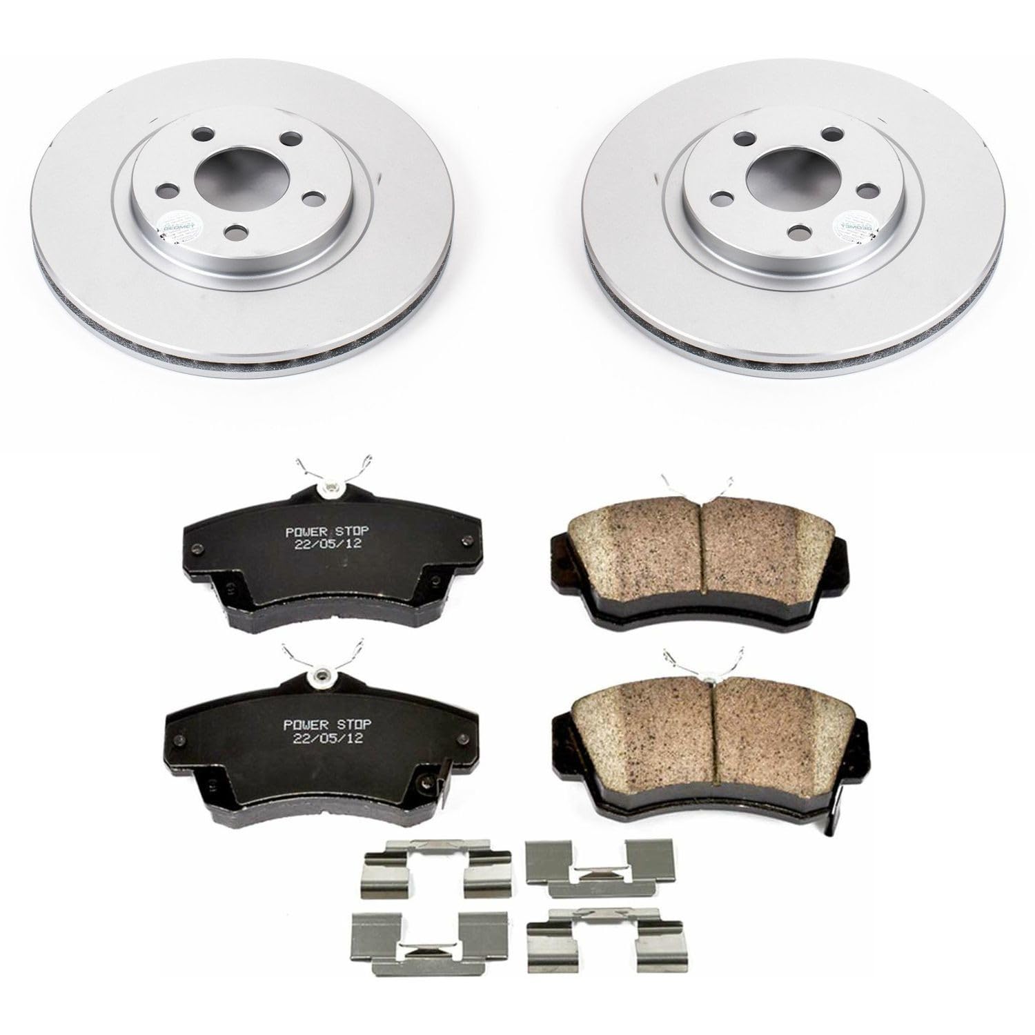 Coated Brake Rotor & Ceramic Brake Pads Power Stop CRK1704- front For Chrysler PT Cruiser 2001-2010 [Model Specific]
