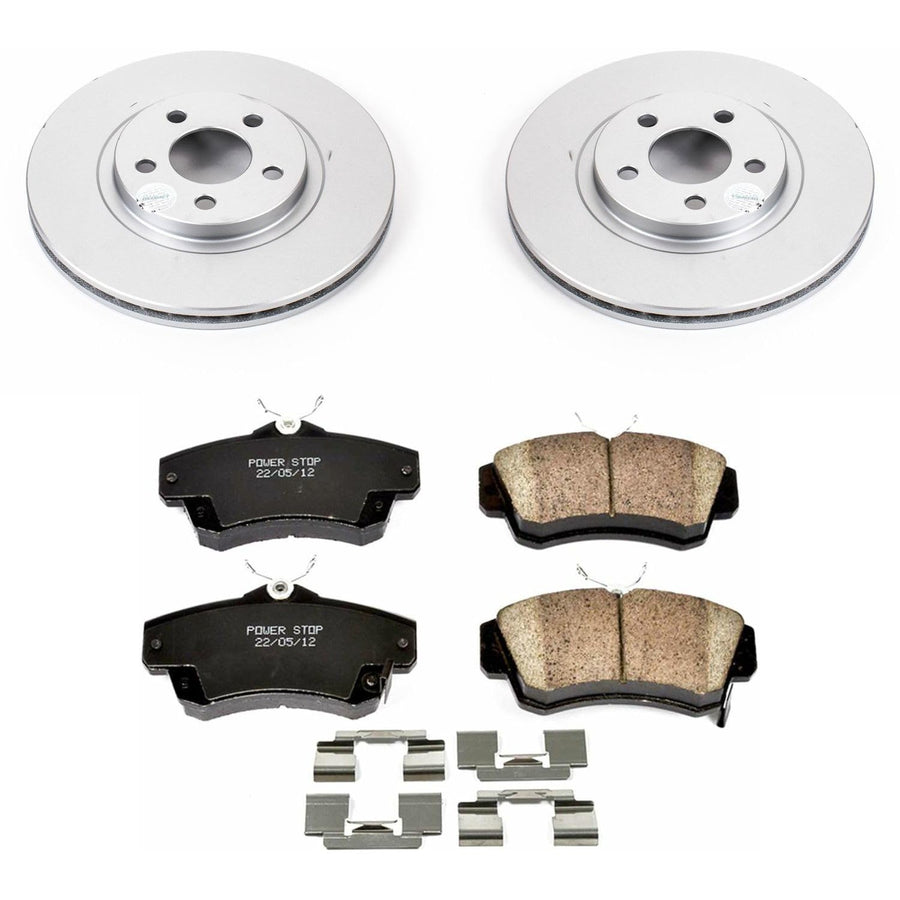 Coated Brake Rotor & Ceramic Brake Pads Power Stop CRK1704- front For Chrysler PT Cruiser 2001-2010 [Model Specific]