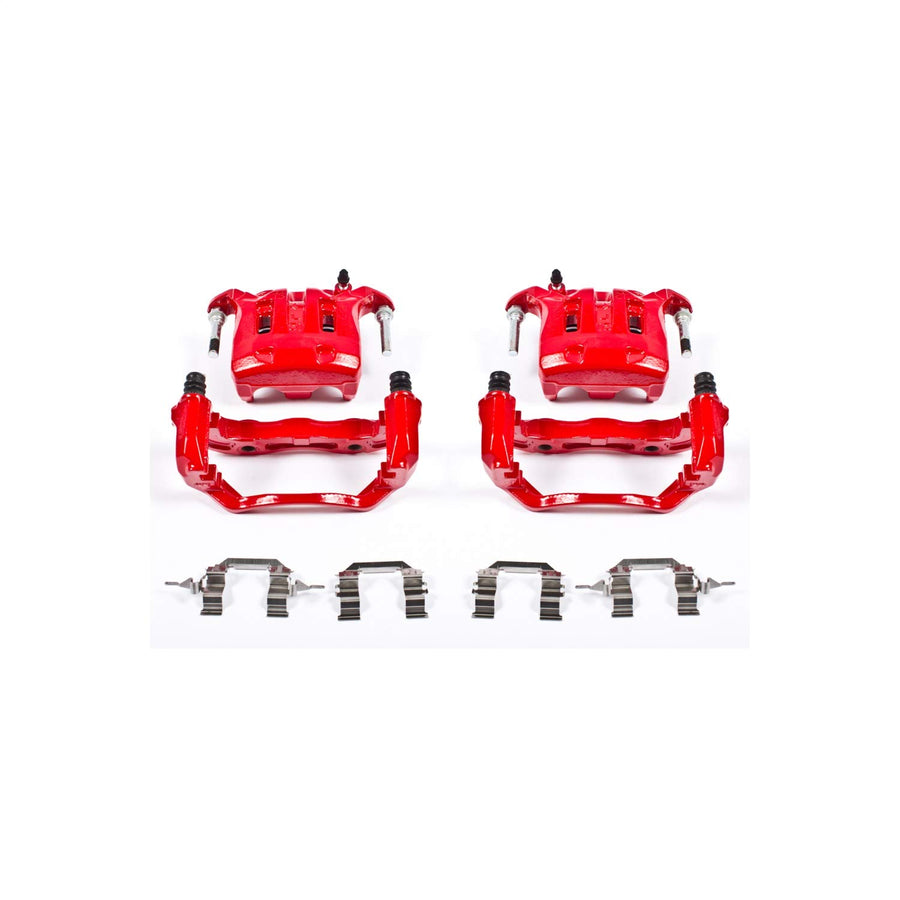 Power Stop Pair of High-Temp Red Powder Coated Front Calipers For INFINITI M45 2003-2004, INFINITI Q45 2002-2006 [Model Specific]