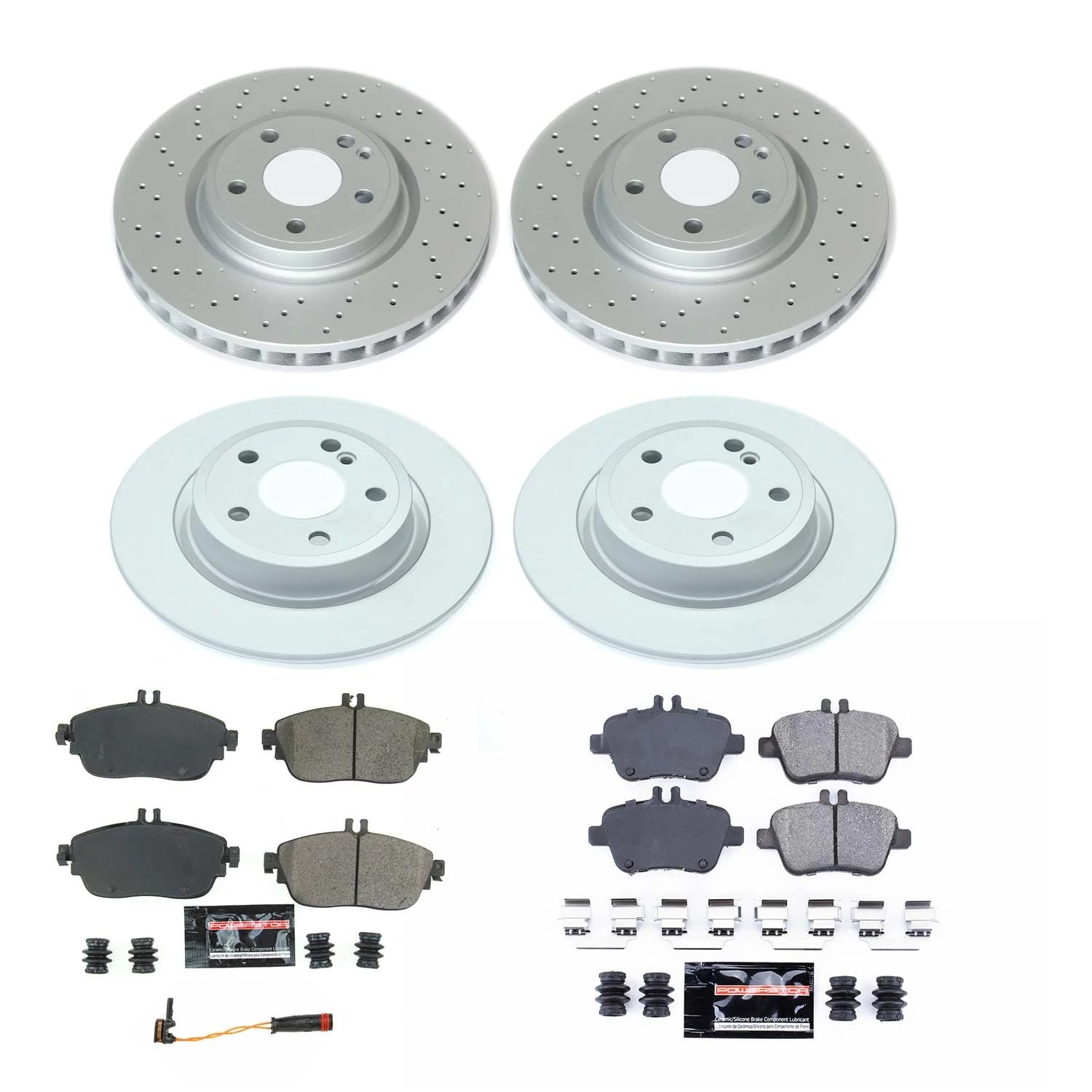 Power Stop Z17 Front and Rear Coated Rotor Kit-Coated Brake Pads, Ceramic Brake Rotors