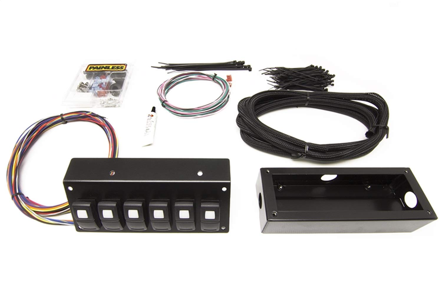 Track Rocker Painless 58106 Customizable Panel 6-Switch, Flanged or Underdash Mount