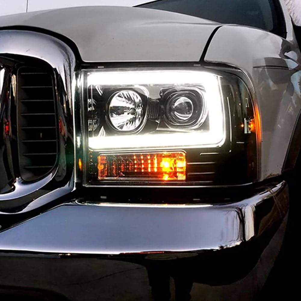 RECON - Projector Headlights Fits 1999-2004 Super Duty (F250 F350 F450 F550) OLED Halos DRL - Clear Lens