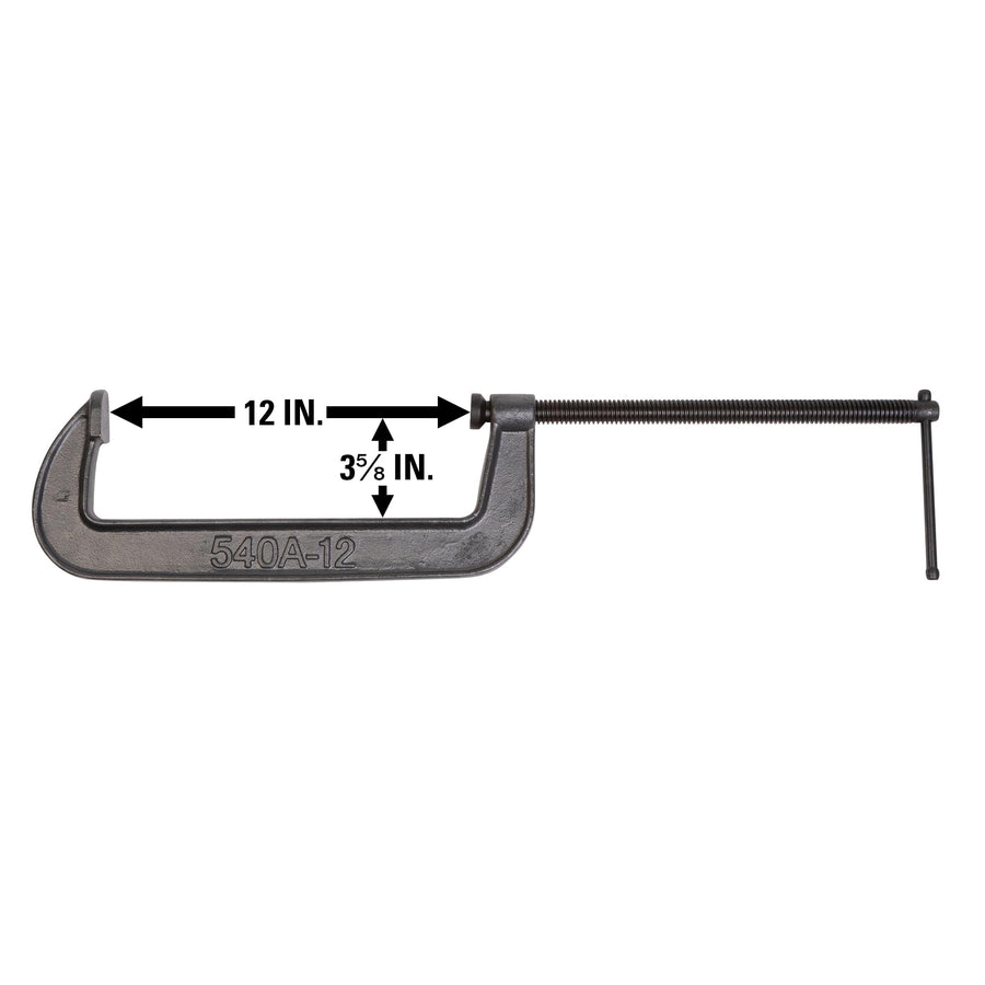 C-Clamp Wilton, 12" Opening, 3-5/8" Throat, 2850 Lbs. Clamping Force (Model 540A-12)