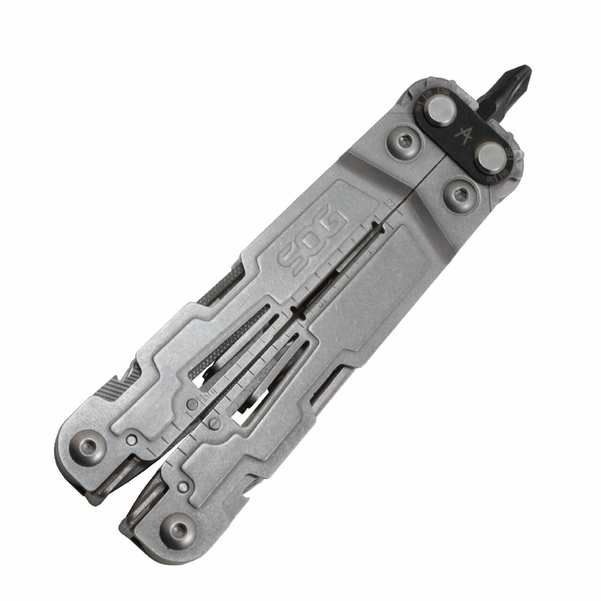 SOG One-Handed PowerAccess Lightweight Daily Pocketable Stainless Steel Multi-Tool for Backcountry 18 Tools, Stone Wash