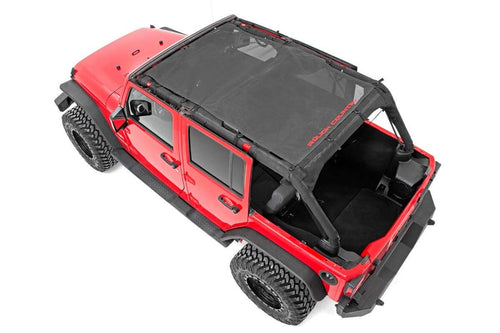 Black Mesh Bikini Top Rough Country for 07-18 Jeep Wrangler JK | 4-Door - 85110