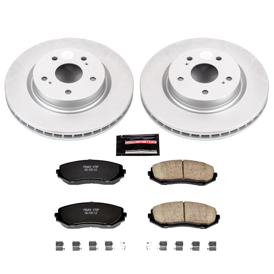 Coated Brake Rotor & Ceramic Brake Pads Power Stop CRK5886- front For Suzuki Grand Vitara 2006-2013 [Model Specific]