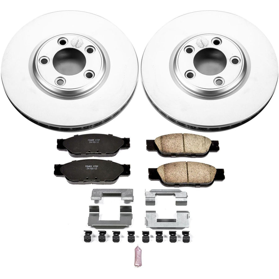 Power Stop Coated CRK1351 Brake Rotor and Ceramic Brake Pads- Front For Ford Thunderbird 2002-2005 | Jaguar S-Type 2000-2002 | Lincoln LS 2000-2006 [Vehicle Specific]