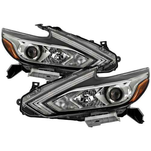 (xTune) Nissan Altima 4Dr 16-18 (OE Style) Black LED Signal DRL Halogen Headlights - Low Beam-H11(Included) ; High Beam-H9(Included) ; Signal-LED(Included) - Chrome