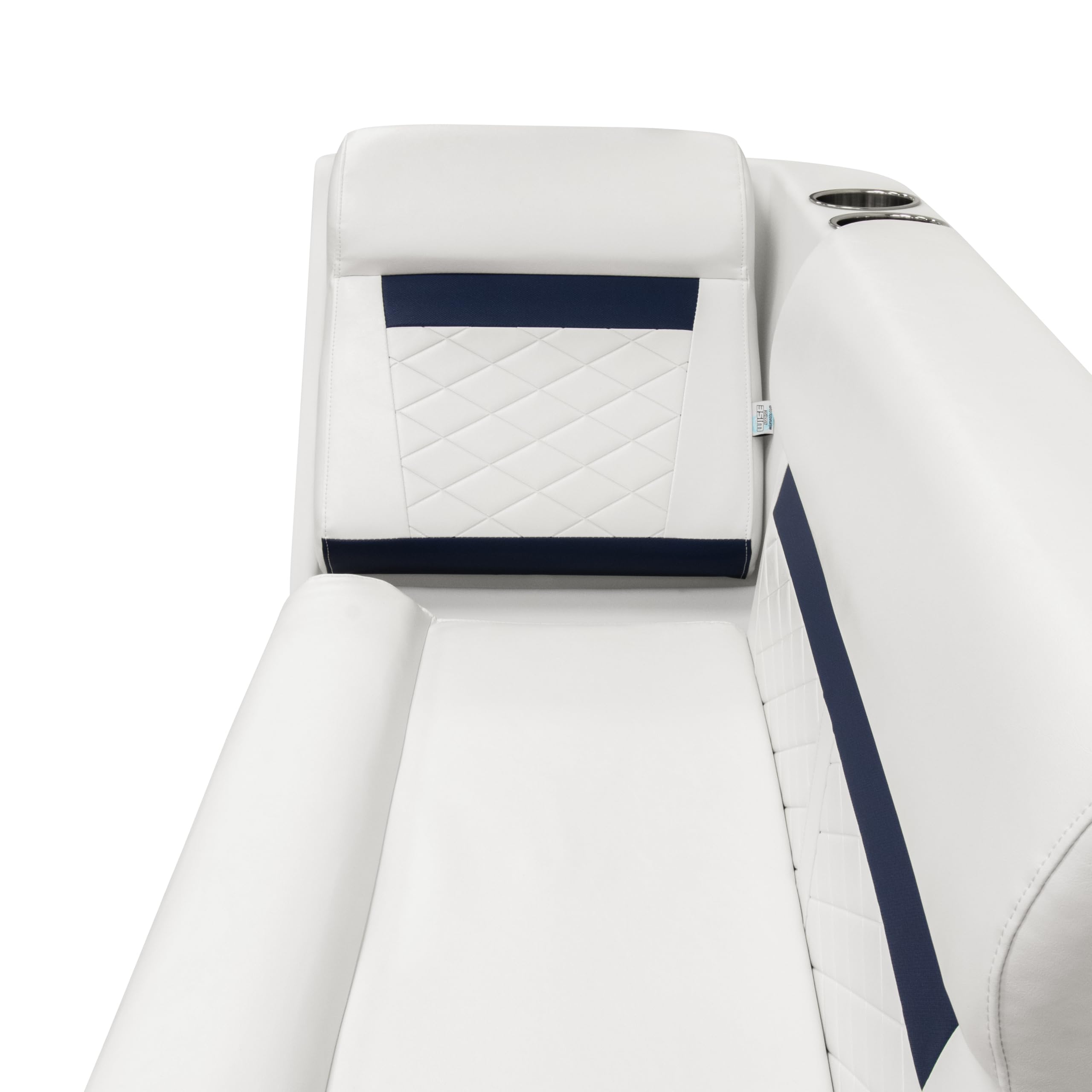 Wise DLX Series Pontoon Right Radius Lean Back Recliner - White/Mariner Blue DLX1305R-1904