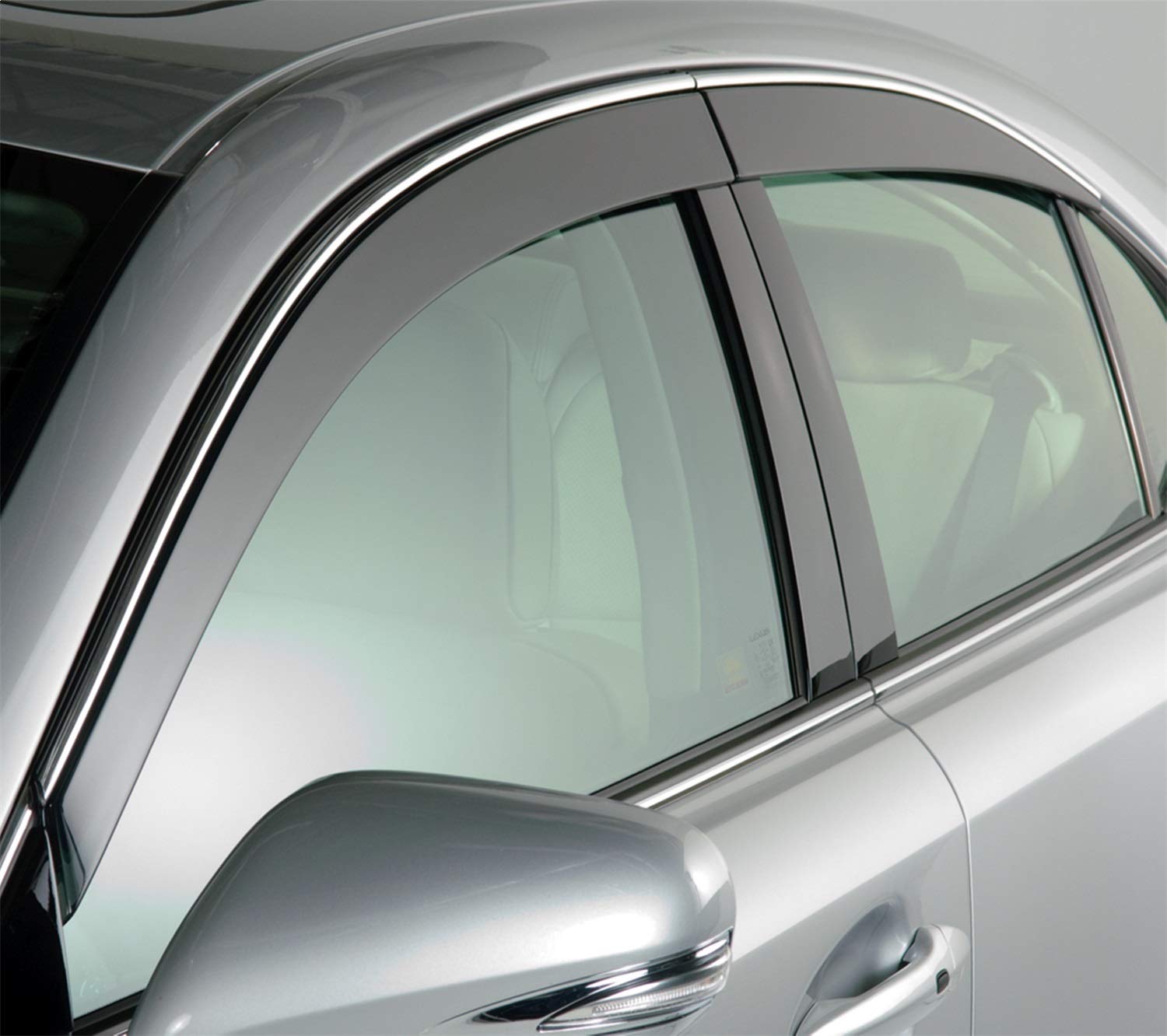 Low Profile Auto Ventshade [AVS] Rain Guards for 2014 - 2025 Jeep Cherokee | Window Vent Visors, 4 pcs. - Smoke w/Chrome Trim | 794065