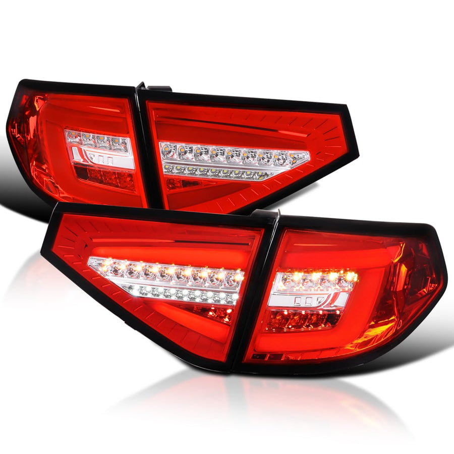 Red Sequential Tail Lights w/LED Bar SPEC-D TUNING Compatible with 2008-2011 Subaru Impreza WRX Hatchback, Left + Right Pair Assembly
