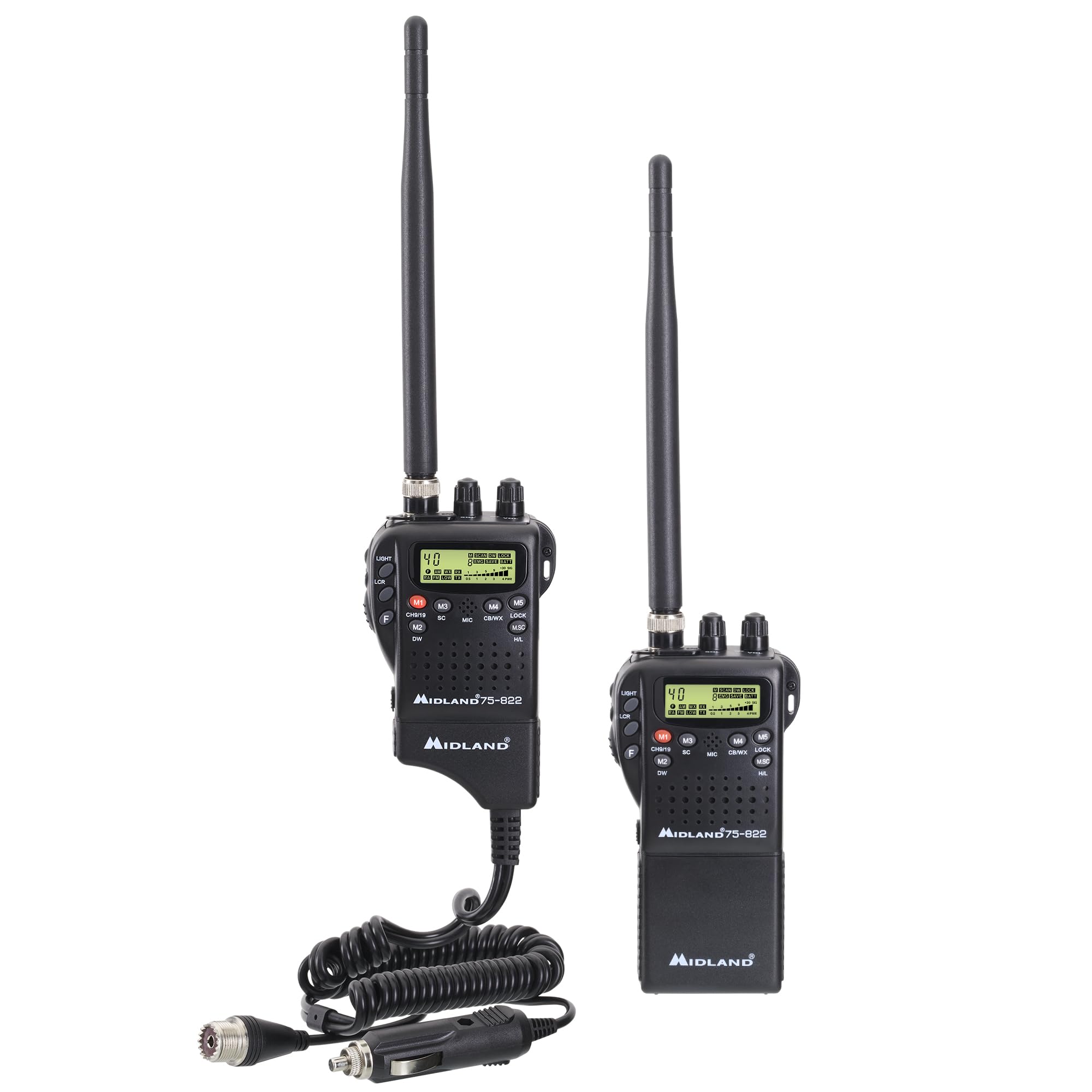 Midland Handheld 75-822 CB Radio & Mobile CB Radio – Walkie Talkie with 40 Channels, NOAA Weather Alerts, Long Range, Compatible with CB Antennas