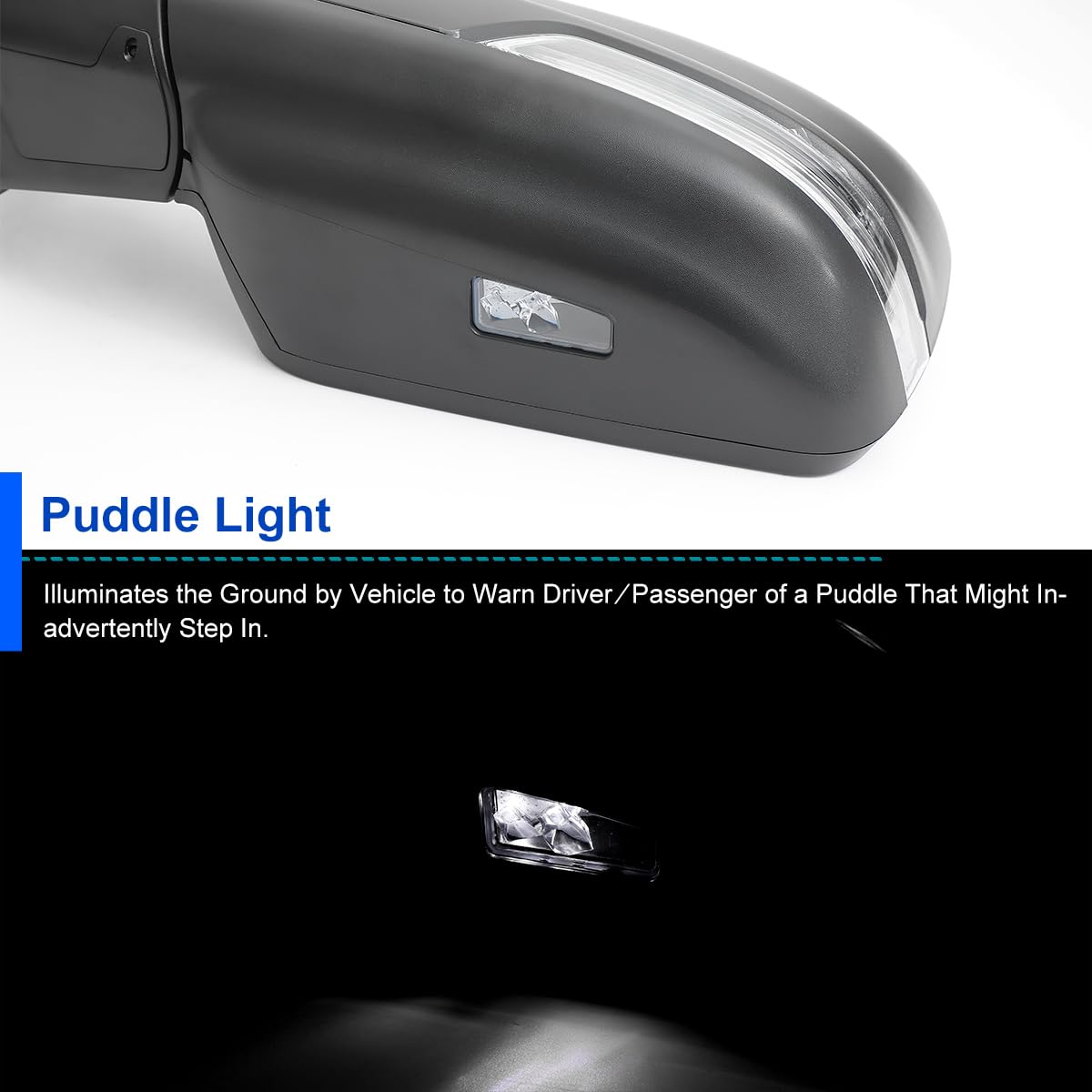 Spec-D Tuning Left Driver Side Mirror Black Power Fold Heated + LED Signal + Blind Spot Monitor Compatible with 2019-2024 Ram 1500, Left + Right Pair