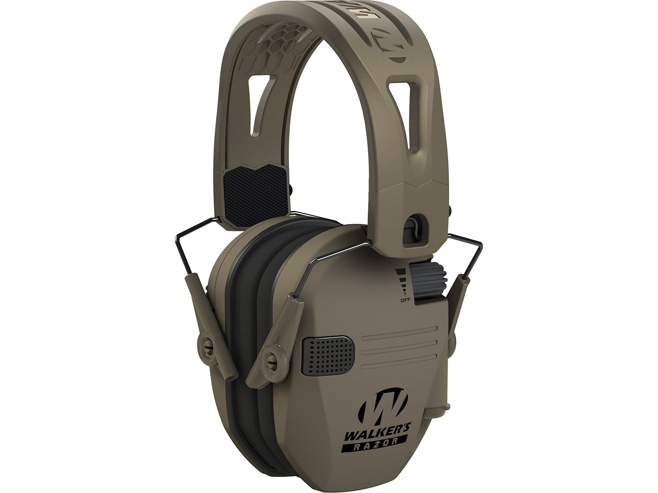 Razor Walker's Tacti-Grip Earmuffs- Mega Flat Dark Earth, High Performance Silicone Composite Slip Free Headband- Natural Sound Clarity Full Dynamic Range 23NRR