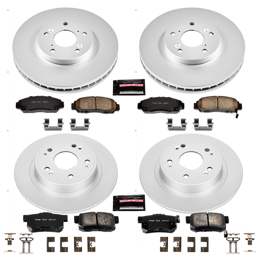 Power Stop CRK2743 Brake Rotor & Coated Ceramic Brake Pads- front & rear For Honda Accord 2006-2007 [Model Specific]