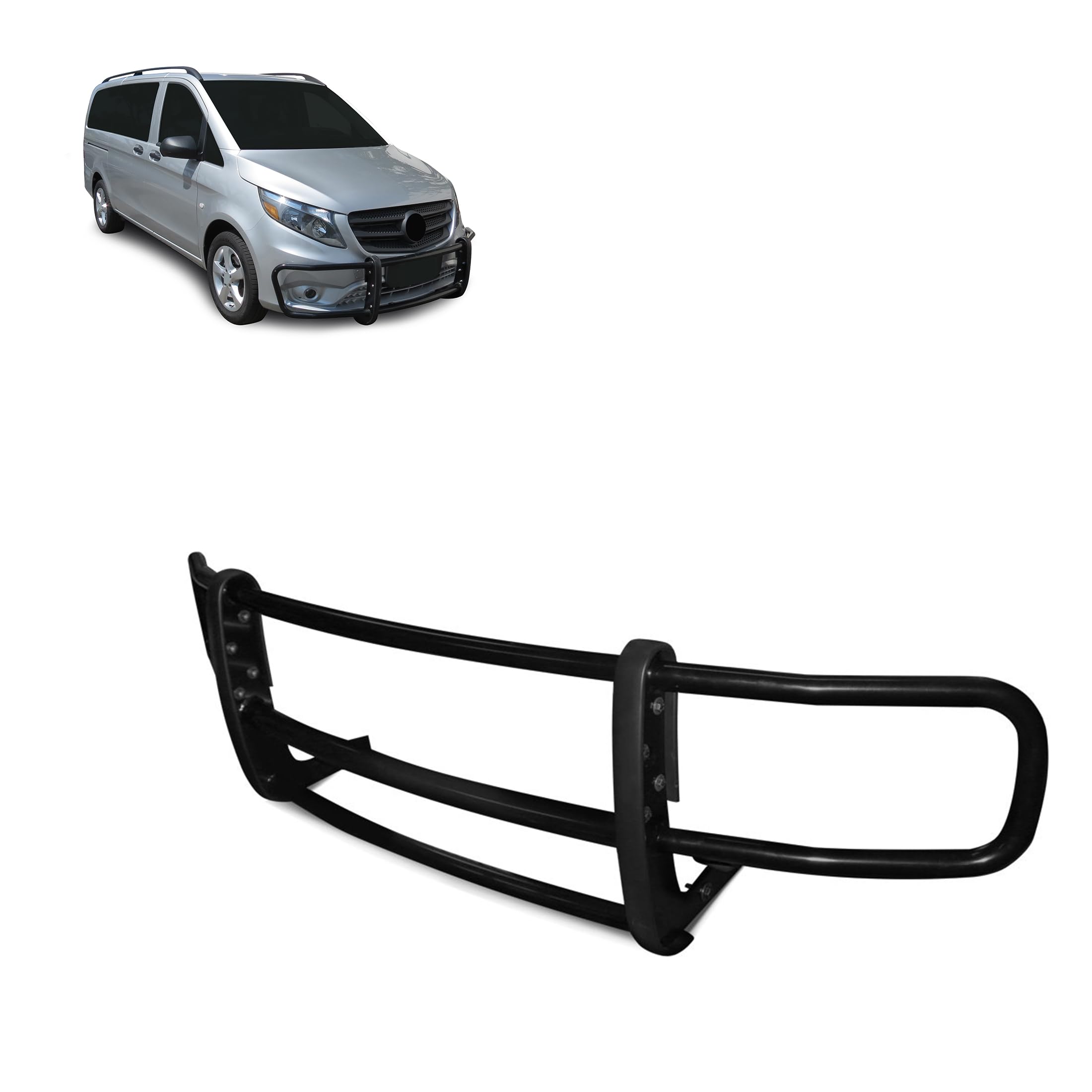 SPARTAN Black Horse Grille brush Bumper Guard Modular Black Compatible with 2016-2023 Mercedes-Benz Metris-17MBMEMA