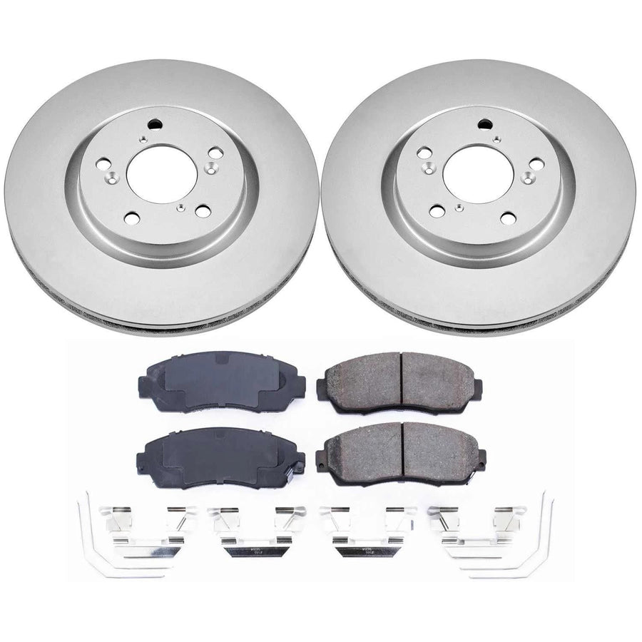 Coated Brake Rotor & Ceramic Brake Pads Power Stop CRK5857- front For Honda Odyssey 2011-2014 [Model Specific]