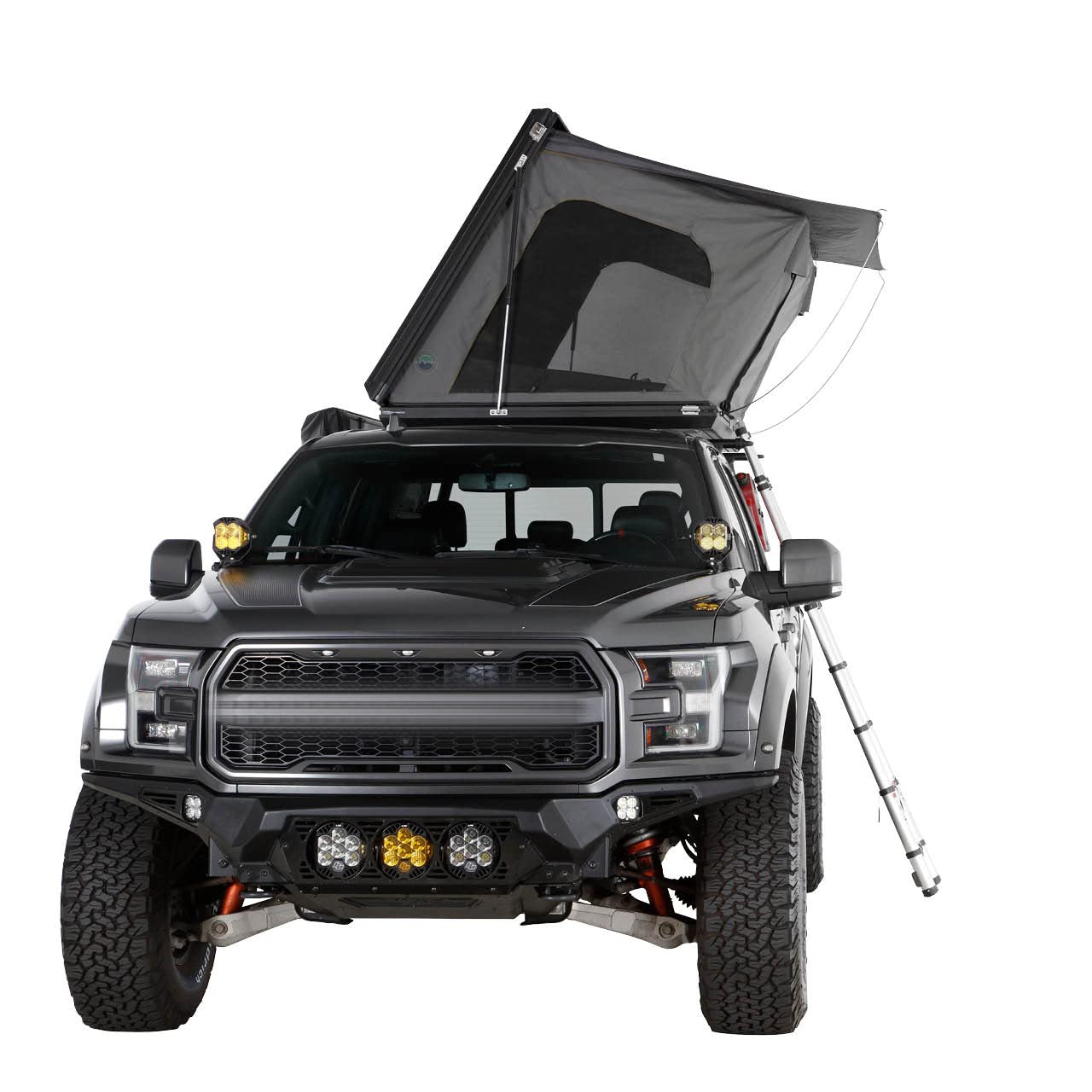 Overland Vehicle Systems Sidewinder HD Side Load Aluminum Hard Shell Roof Top Tent, Grey Body & Green Trim - Premium 280G Rip Stop Waterproof Tent Body - 2 to 3 Person Roof Top Tent