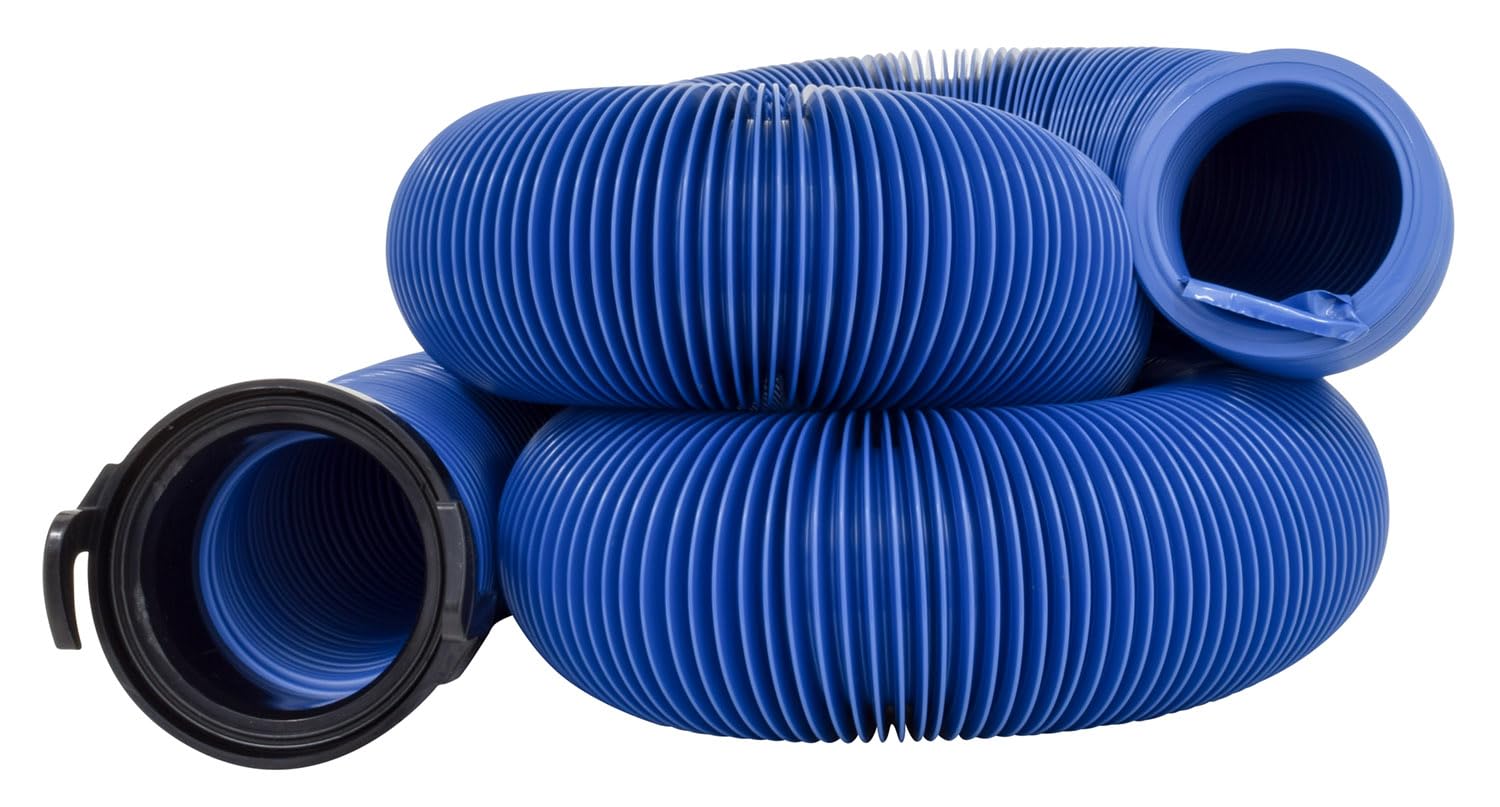 Valterra D04-0121 Blue 20' Standard Bulk Quick Drain with Straight Hose Adapter, ( 1 fitting end only)