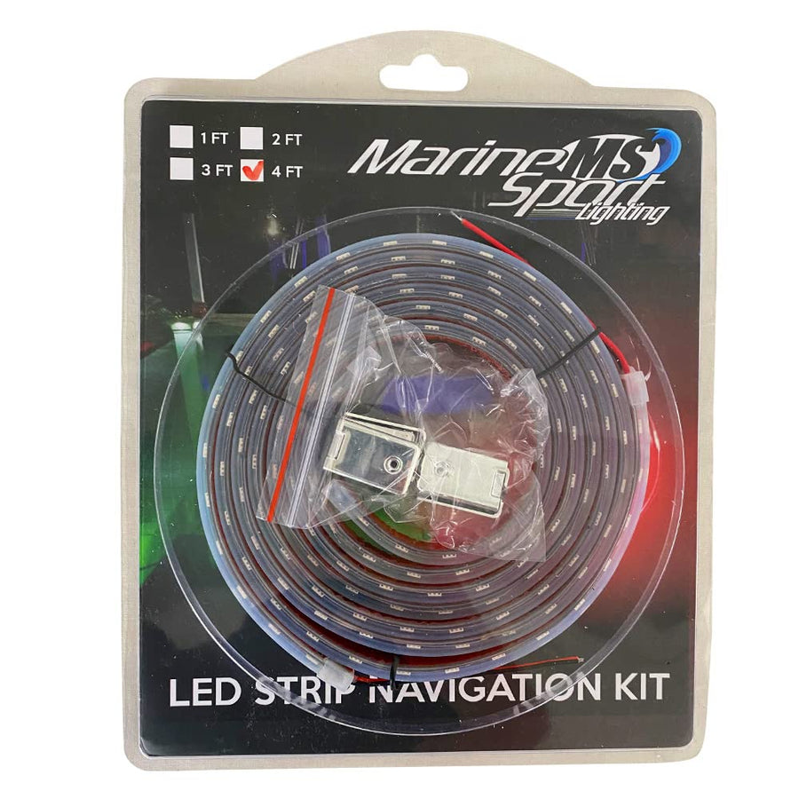 Marine Sport Lighting Bow Light Fit Marine Bow 48in LED Strip Starboard and Port sidelight Nav kit (4FT) MSL4FTSL