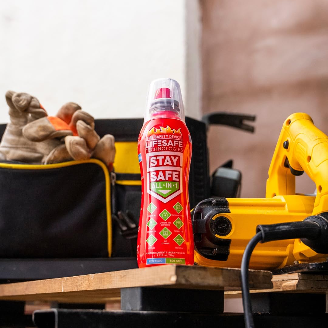 StaySafe LifeSafe Technologies All-in-1 Portable Fire Extinguisher, Compact Fire Spray Easy to use on 10 Types of Fires, Non-Toxic & Eco-Friendly