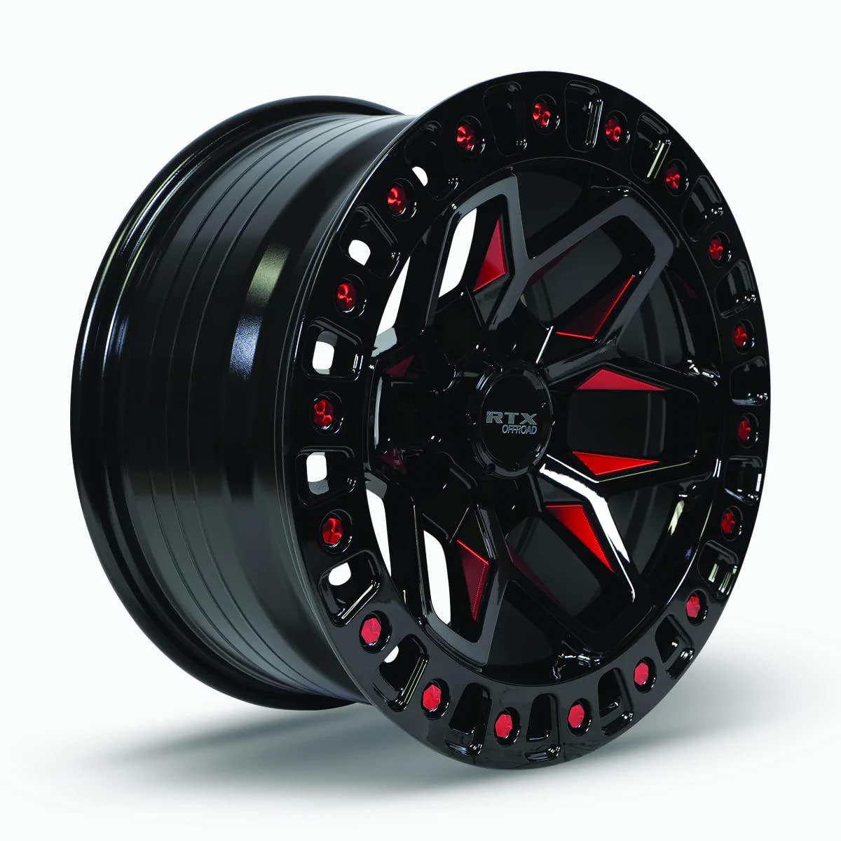 Custom RTX ZION Wheel - 18x9, 0 Offset, 6x139.7 Bolt Pattern, 106.1mm Hub - Black with Milled Red Accents Rim