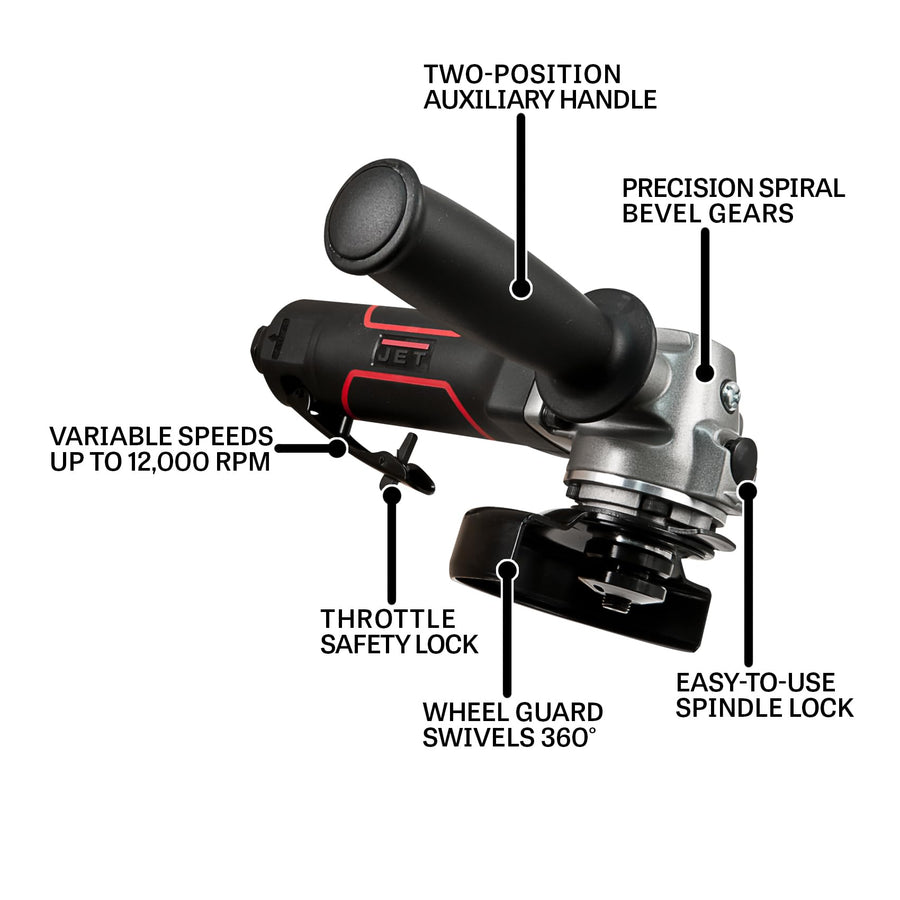 4-Inch JET Pneumatic Angle Grinder, 12000 RPM (Model JAT-450)