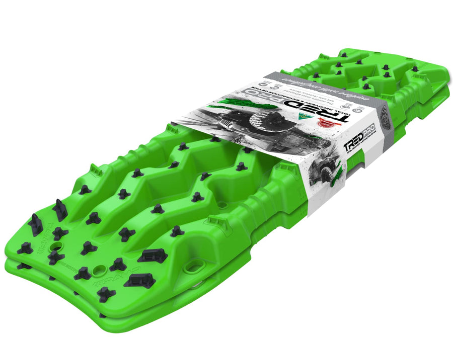 TRED PRO Recovery Boards TREDPROGR Traction Tracks with Teeth, EXOTRED Composite Construction SIPE-LOCK Grip Profile – Ideal for unstocking your 4x4 vehicle Green / Black