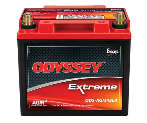 Odyssey Battery, AGM, Extreme Series, 12V, 540 Cold Cranking Amps, Top Post Terminals, 7.8 in L x 7.5 in H x 6.5 in W, Each