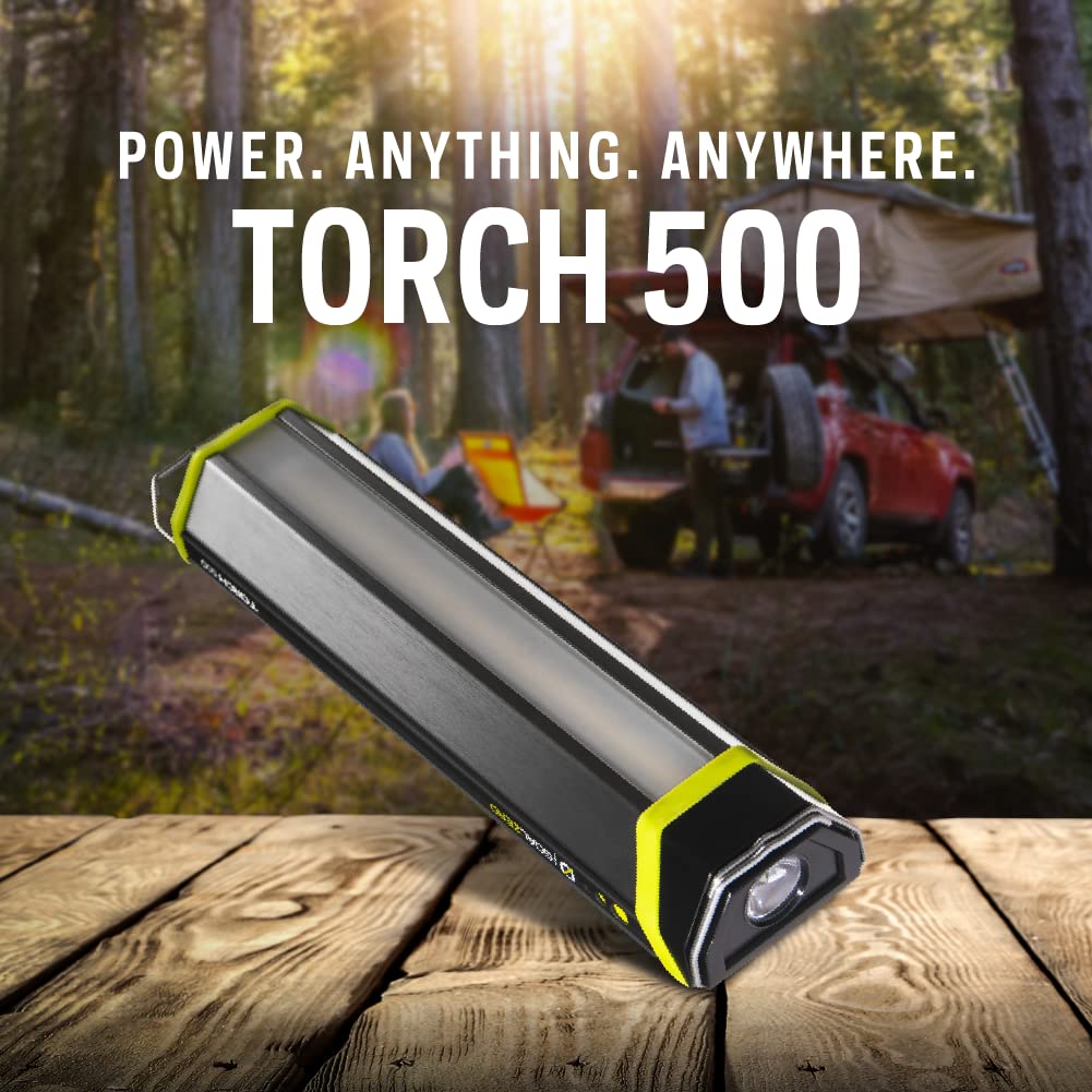 500 Lumen Goal Zero Torch Light, Multi-Use Weatherproof LED Flashlight and Solar Lantern – Portable Rechargeable Spotlight and Floodlight with Built-In Solar Panel