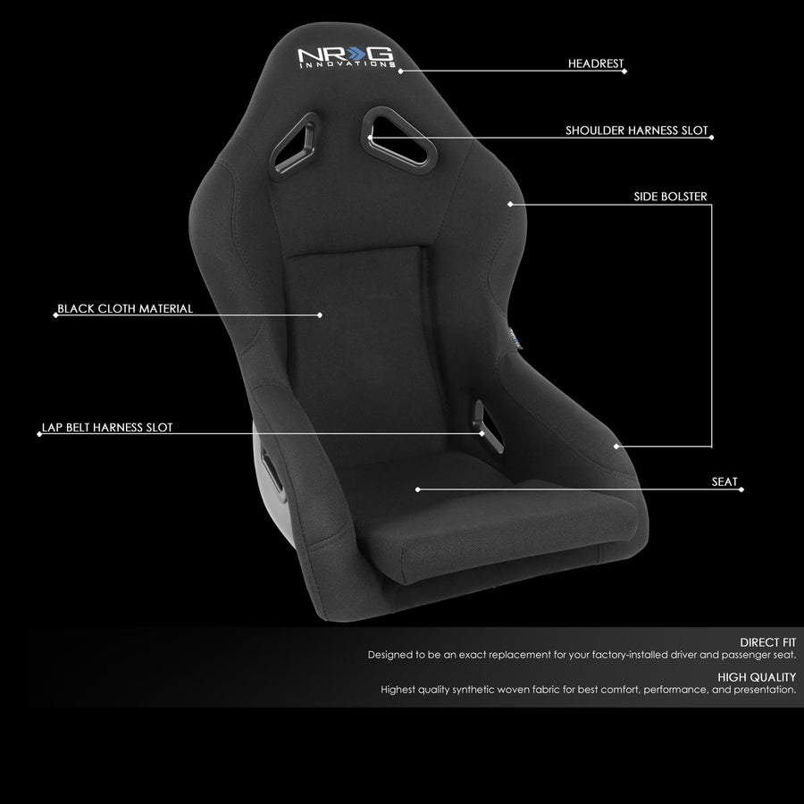 NRG Innovations FRP-MINI-BK NRG-FRP Bucket Seat Mini version with Fiber Glass