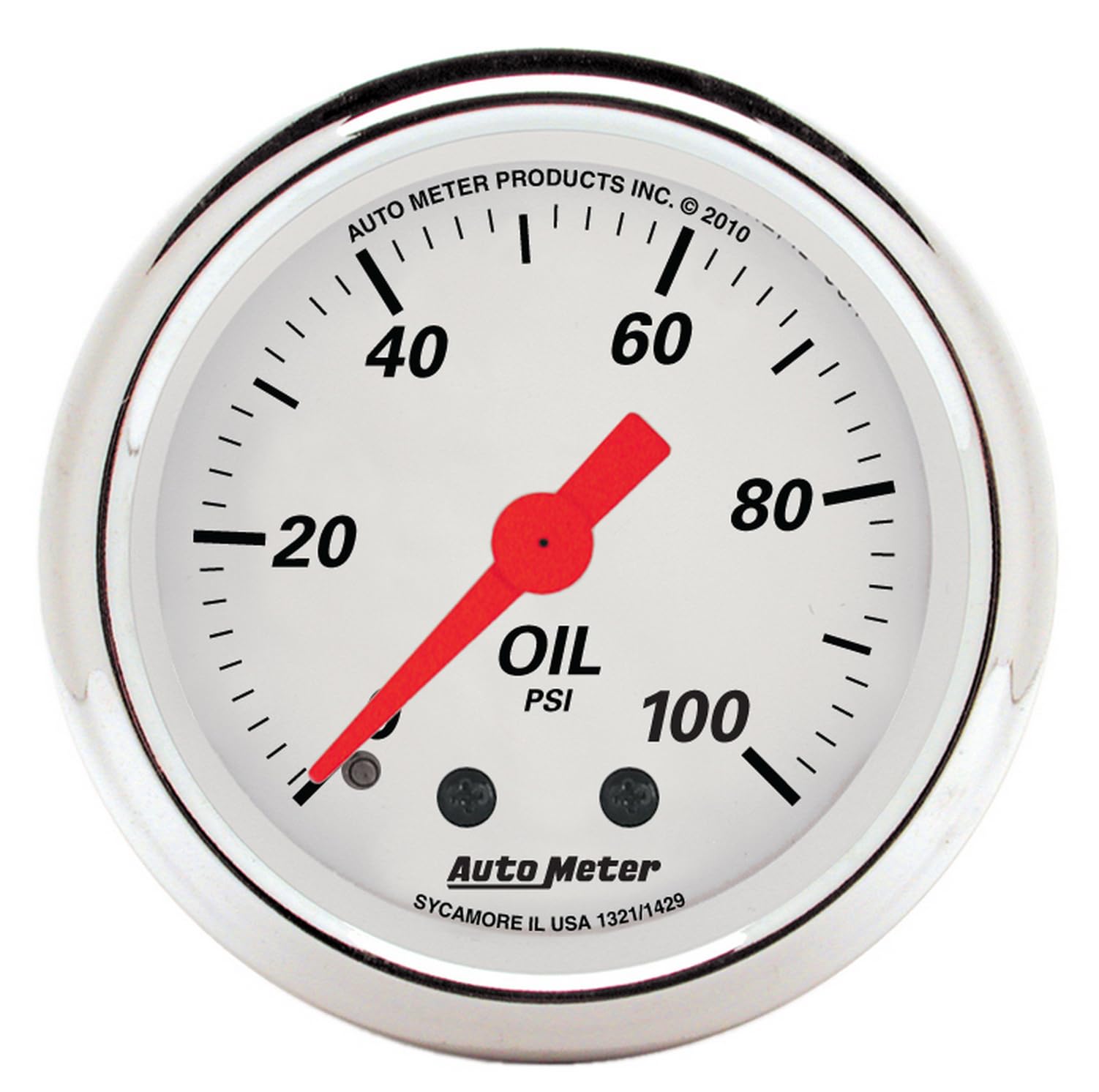 Auto Meter Arctic White 1321 Mechanical Oil Pressure Gauge