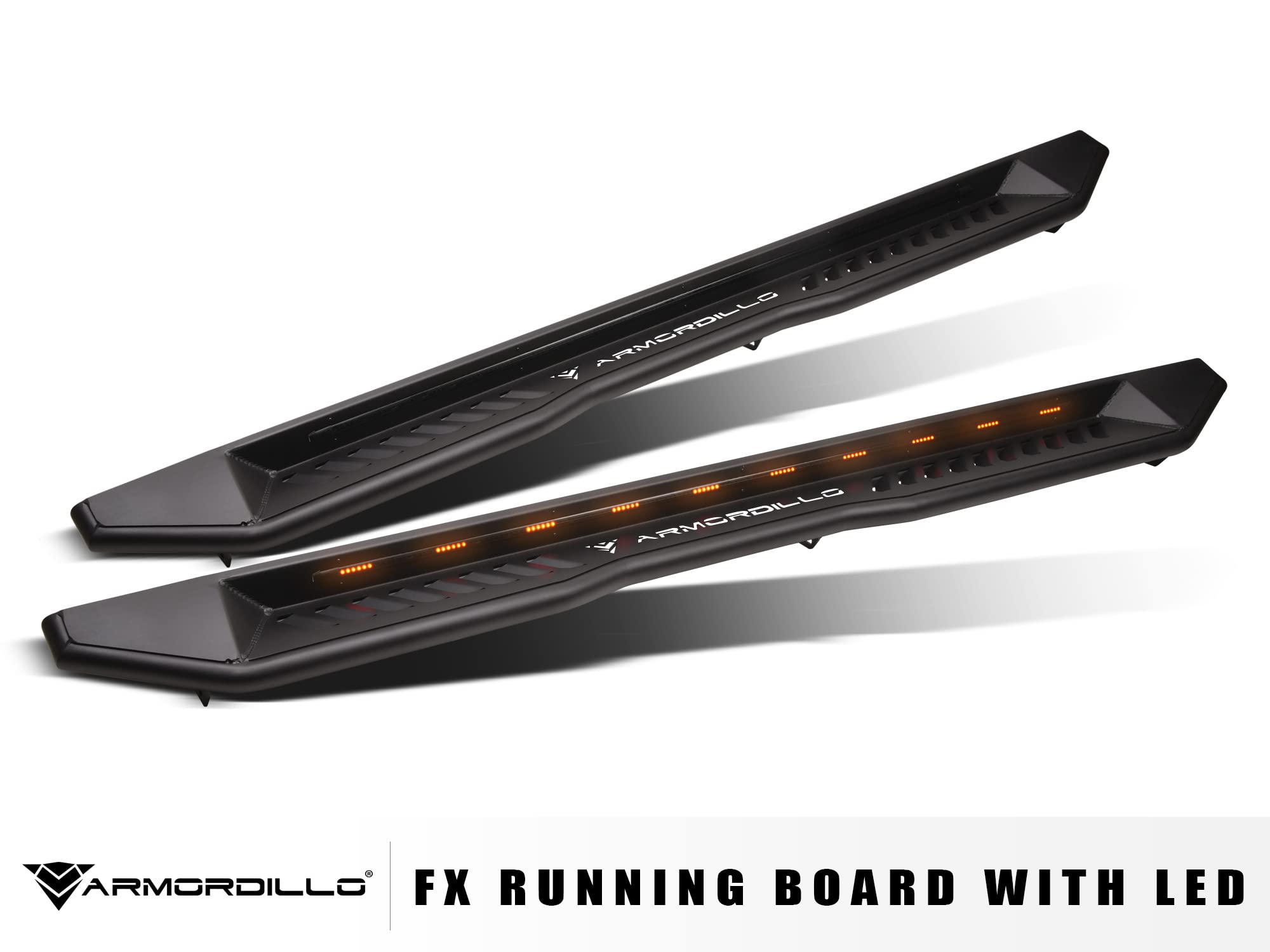 FX Sequential LED Armordillo Running Boards|Compatible with 2020-2025 Jeep Gladiator JT|8735541|Matte Black|Lighted Side Step|Neft Bars