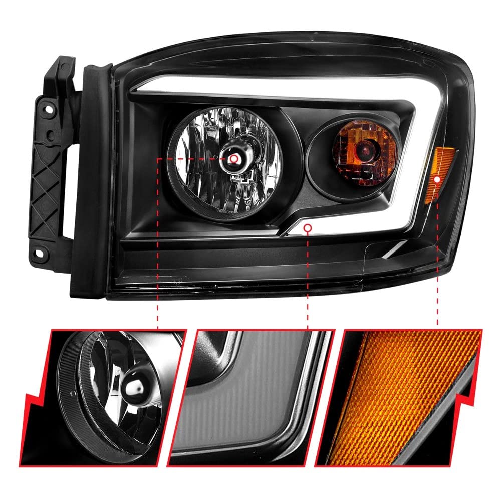 Anzo (111524) Compatible with 06-09 Dodge RAM 1500/2500/3500 Headlights Black Housing/Clear Lens (w/Light Bars)