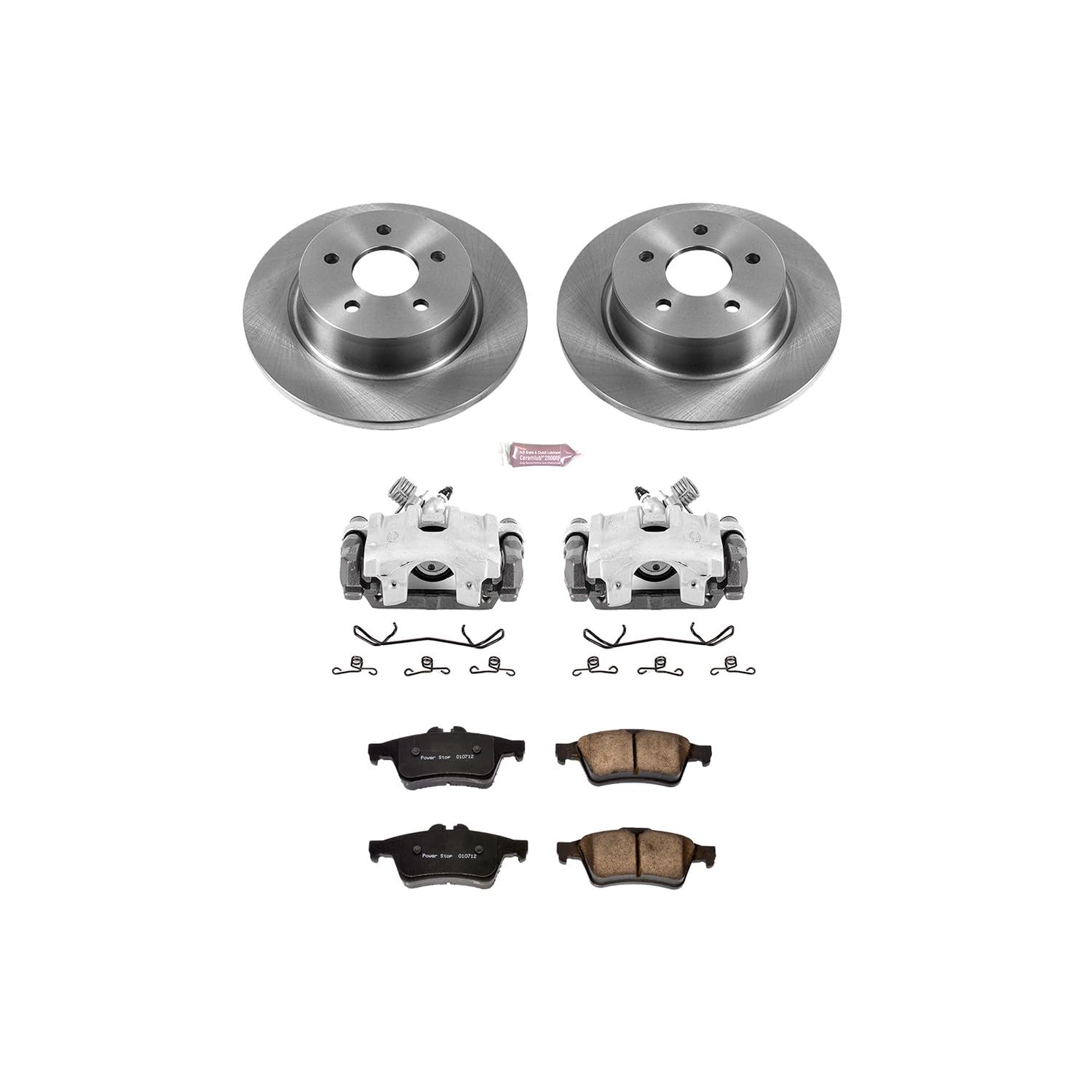 Power Stop KCOE6398 Replacement Autospeciality Rear Caliper Kit- OE Rotors, Ceramic Brake Pads, Calipers For C-Max 2013-2018, Ford Escape 2013-2016, Ford Transit Connect 2014-2018 [Model Specific]