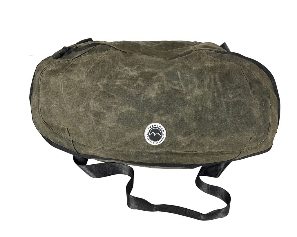 Large Duffle Bag Overland Vehicle Systems with Handle & Straps - #16 Waxed Canvas Storage - Infused with Paraffin Wax Waterproofing - Tear Resistant Fabric