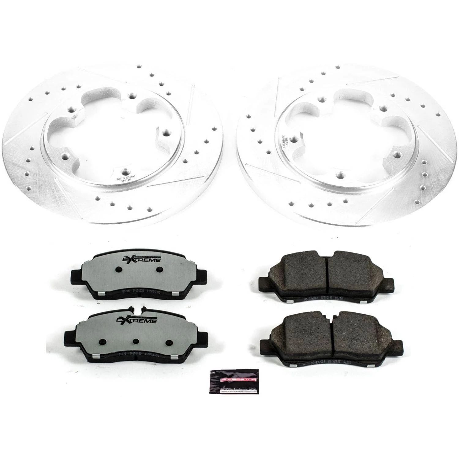 Power Stop K7145-36 Z36 Truck & Tow Rear Brake Kit, Carbon Fiber Ceramic Brake Pads and Drilled/Slotted Brake Rotors For Ford Transit-150, Ford Transit-250, Ford Transit-350 [Model Specific]