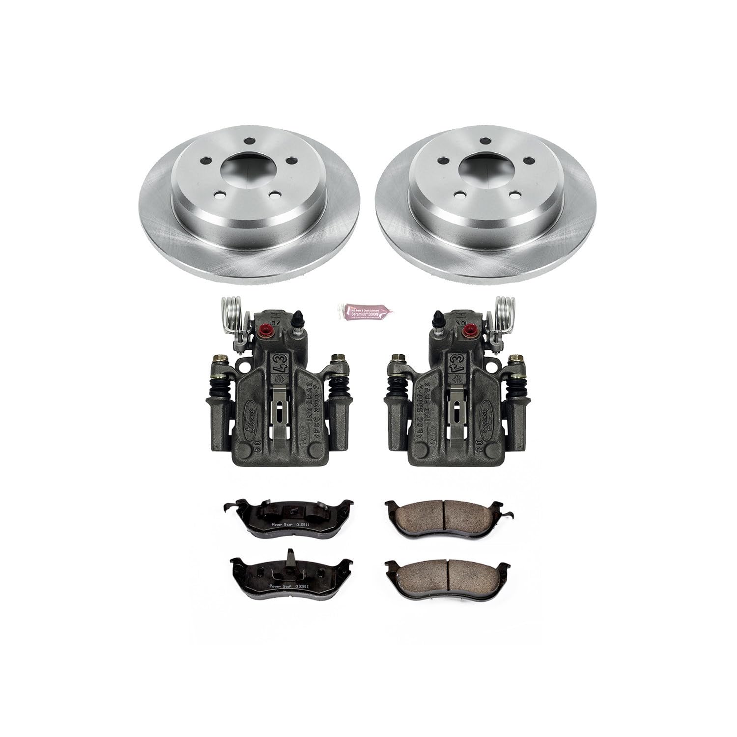 Power Stop KCOE1331A Autospeciality Rear Brake Caliper Kit- Brake Rotors, Ceramic Brake Pads, Brake Calipers