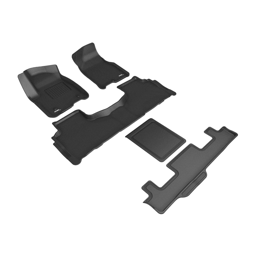 3D MAXpider Kagu Custom Fit Floor Mat (Black) Compatible with GMC Yukon 7-Seat 2021-2026 - Full Set