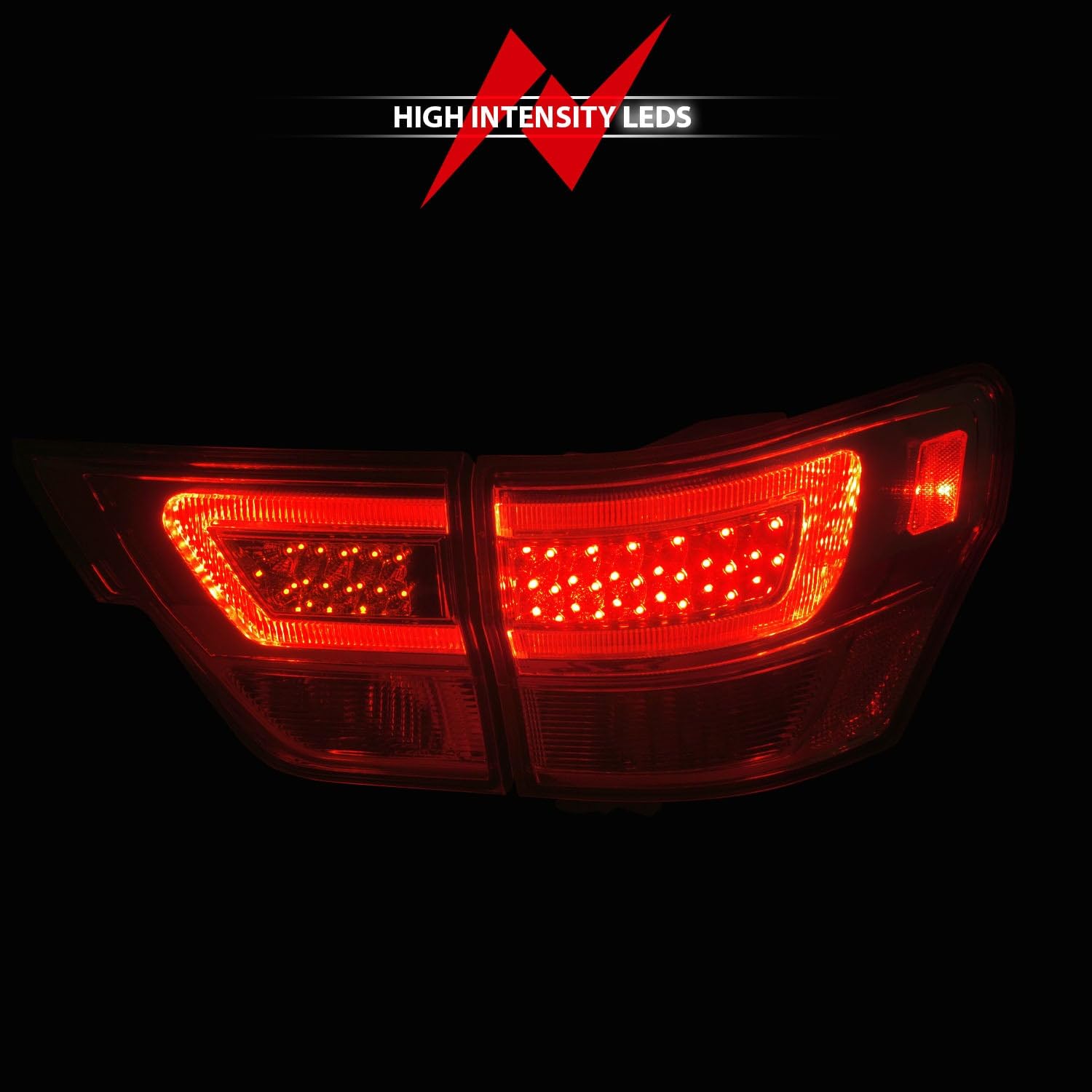 11-13 Jeep Grand Cherokee ANZO LED Taillights w/Lightbar Chrome Housing/Clear Lens 4pcs