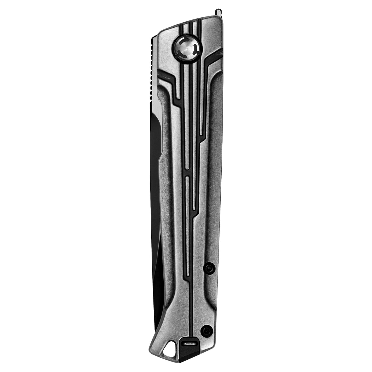 Kershaw Pocket Knife Noventa, 3.3 inch Stonewashed D2 Steel Blade with KVT Ball Bearings, Stainless Steel Handle, Pocketclip,black