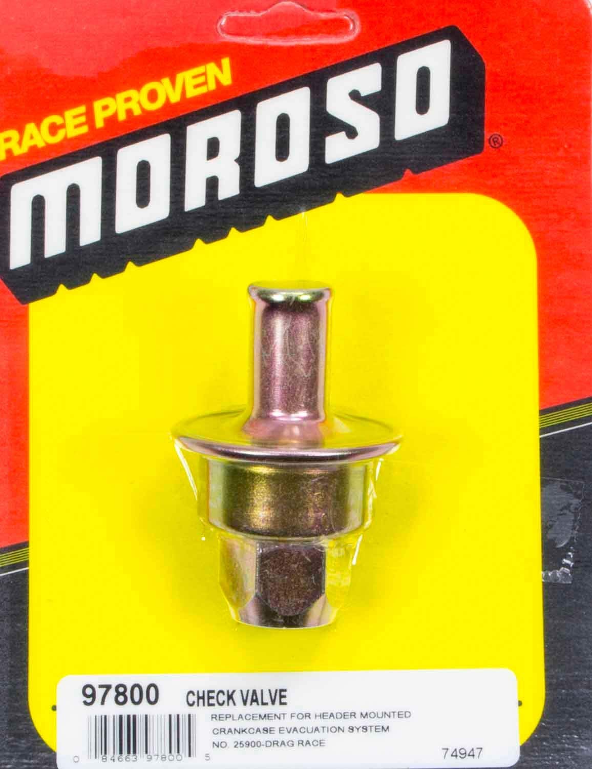 Replacement Moroso 97800 Check Valve, Use w/Moroso 25900 Crankcase Evac Kit